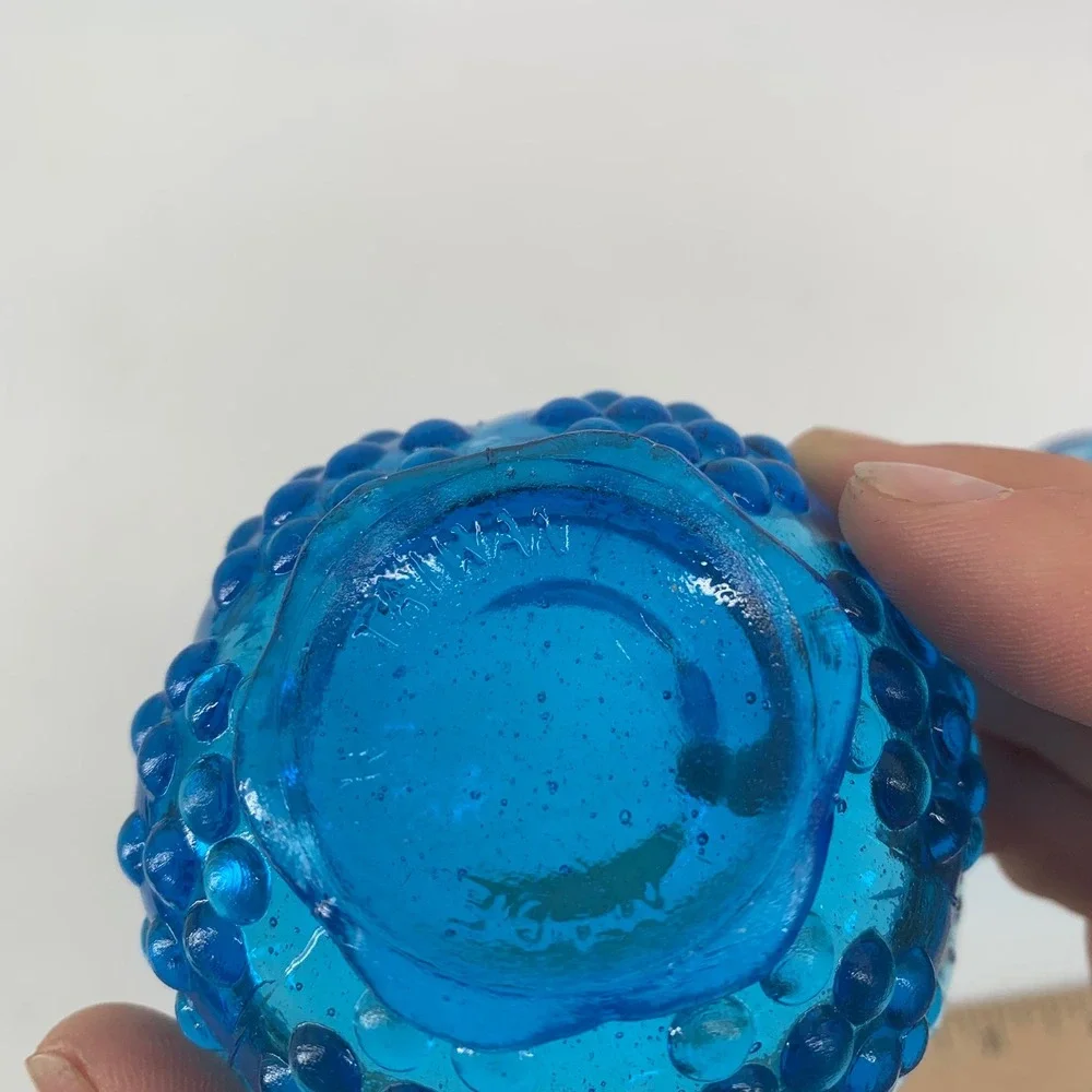 Vintage Blue Hobnail Glass Fairy Lamp Two Piece Votive Candle Holder Taiwan